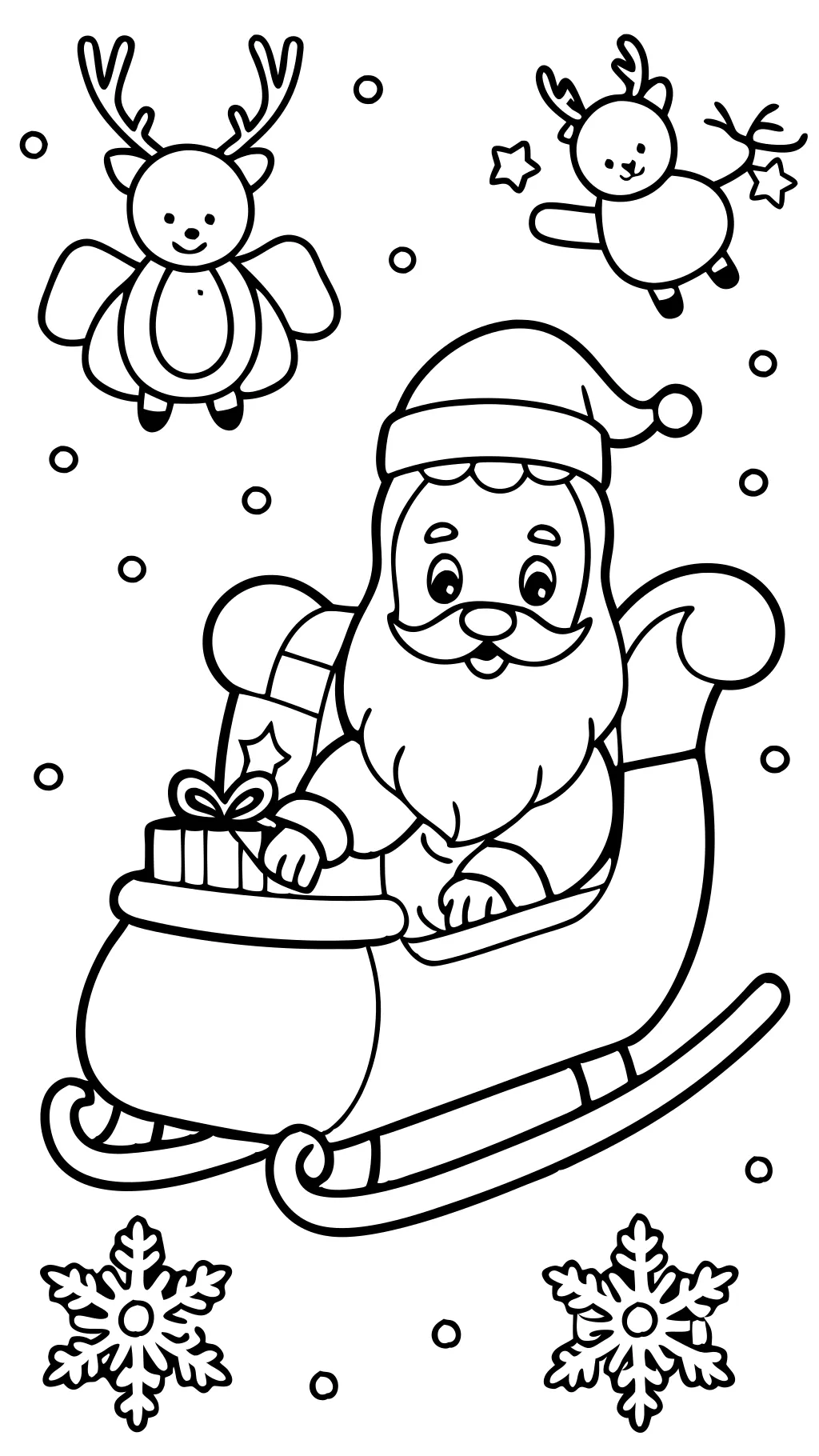 coloriage du Père Noël et du traîneau